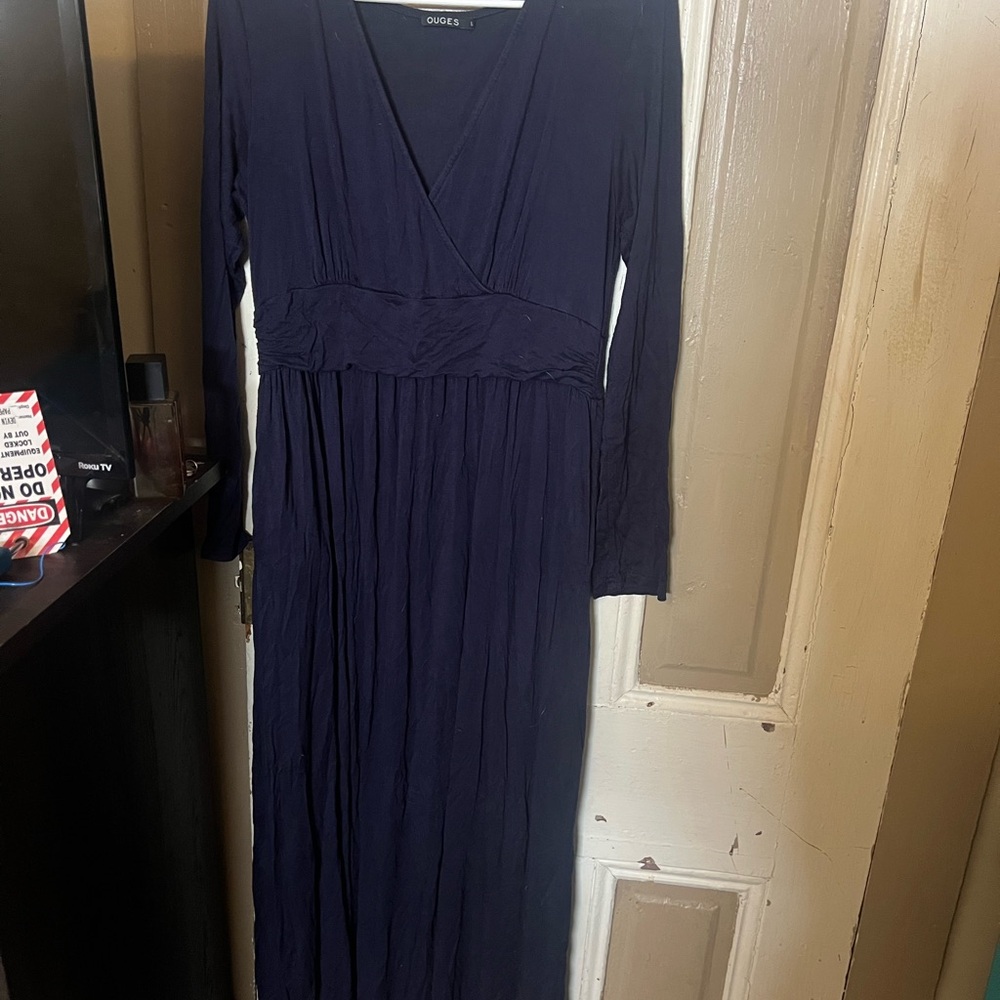 Chic Long Sleeve Maxi Dress in Deep Blue